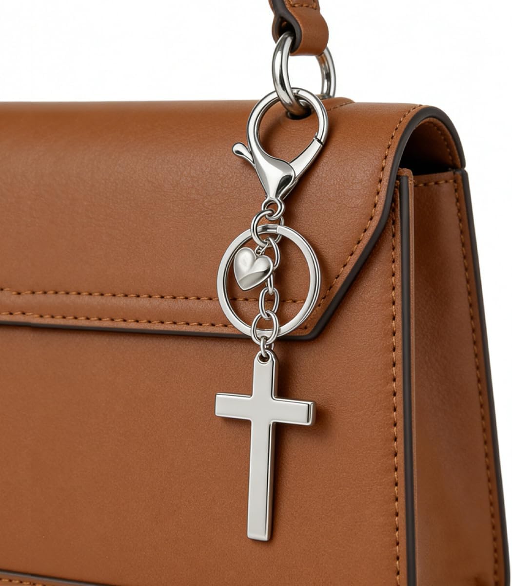 Rikhiua Llavero de cruz con corazón, regalo religioso cristiano de...