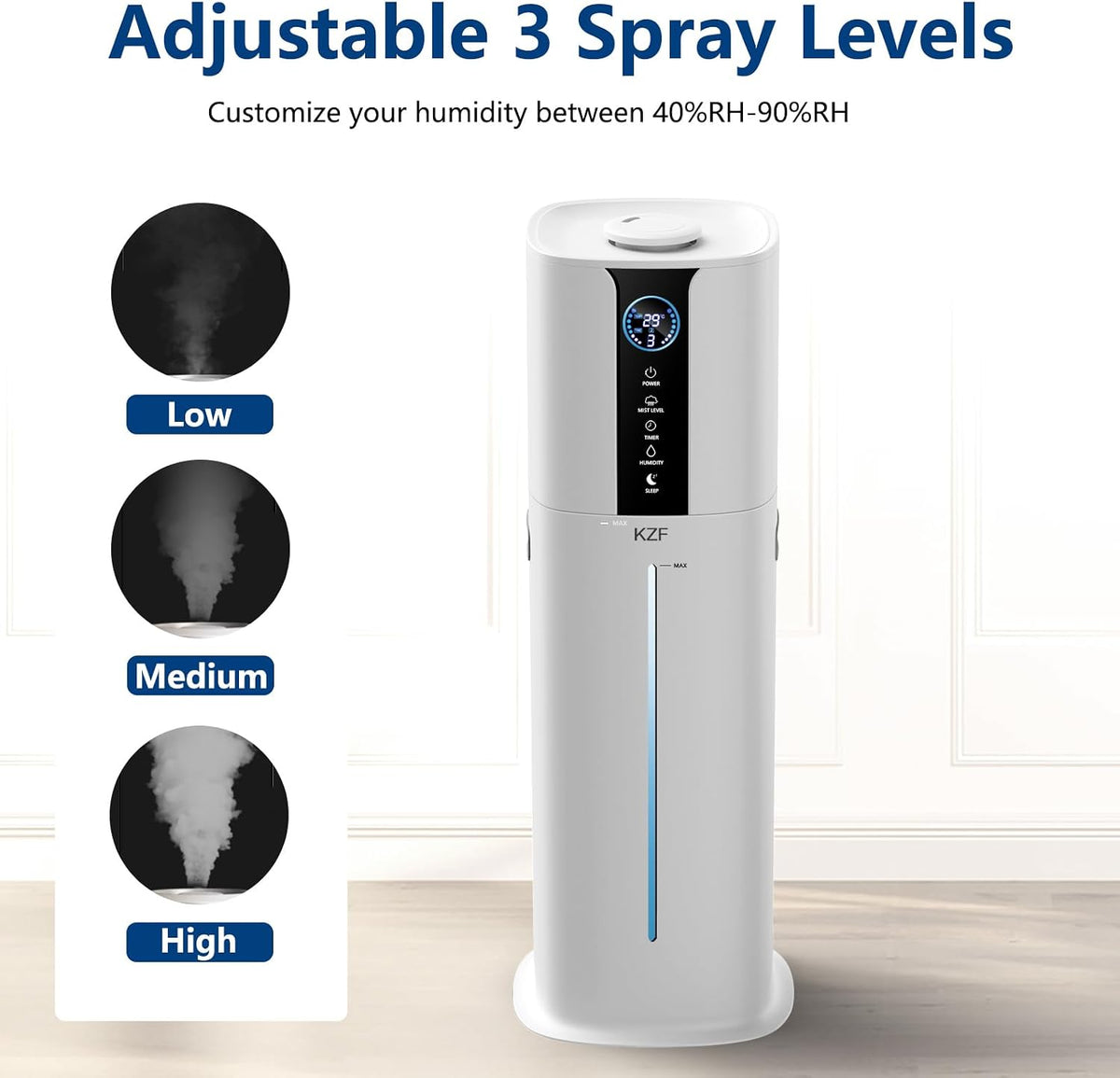 KZF Humidificadores inteligentes de 9L para dormitorio, habitación...