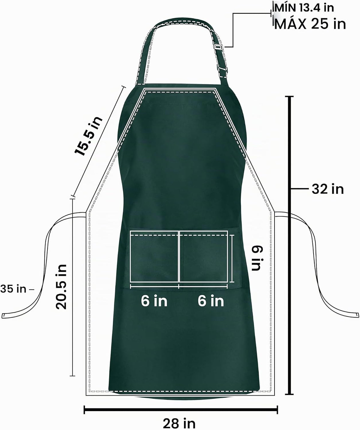 Utopia Kitchen Paquete de 10 delantales ajustables con 2 bolsillos...