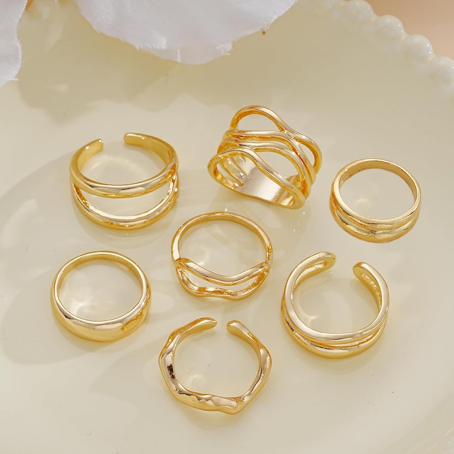 FAXHION Juego de 25 anillos apilables de oro para mujer, anillo de...
