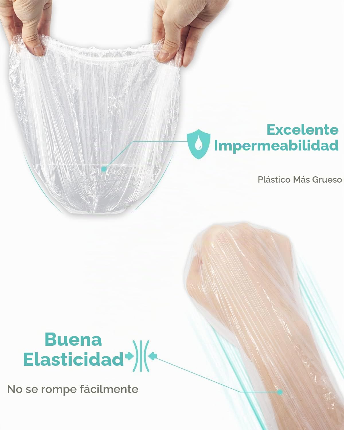 Auban 100 gorros de ducha desechables, gorro de baño grande de plás...