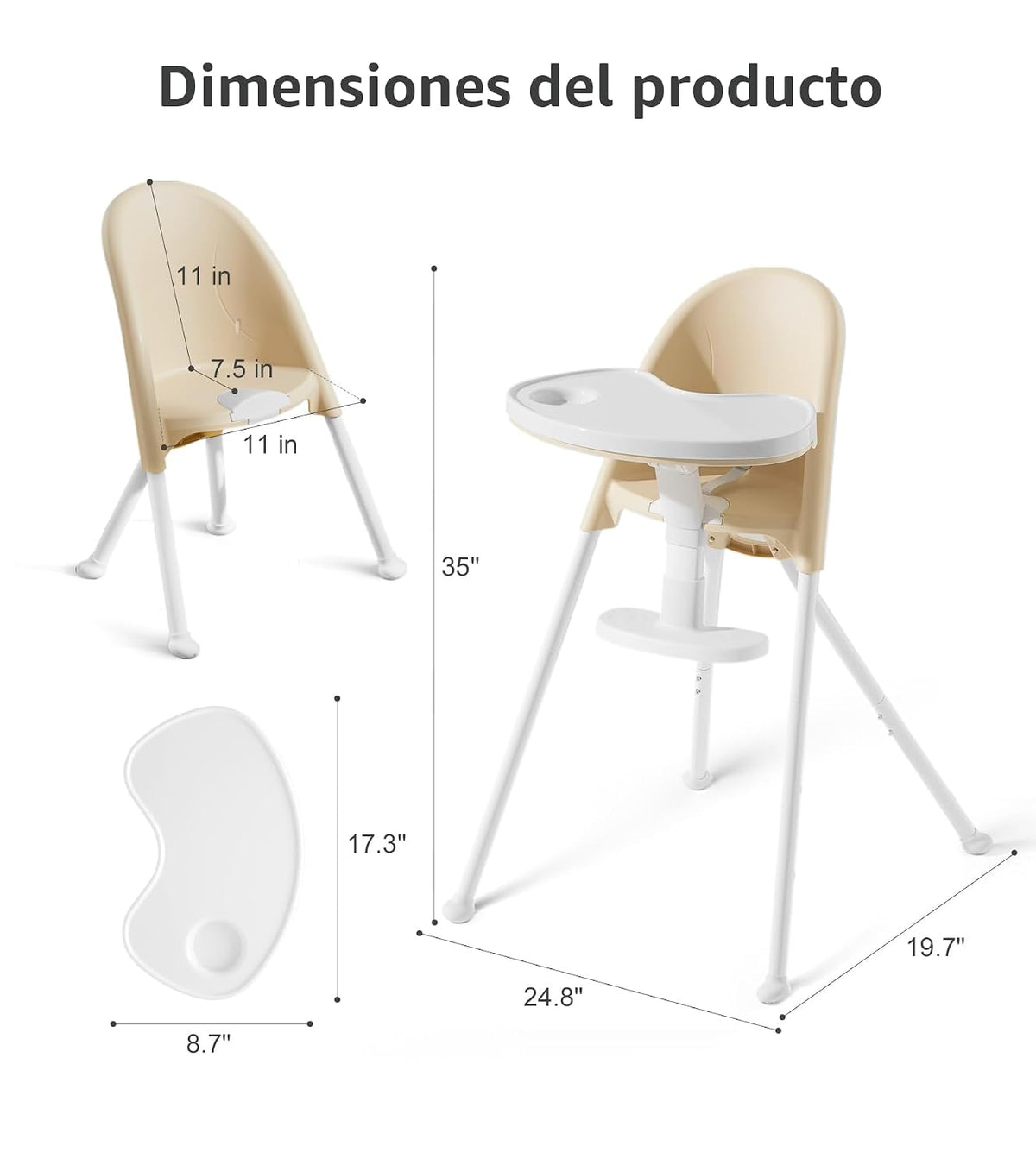 Trona plegable 3 en 1 de Funny Supply, silla alta portátil y conver...