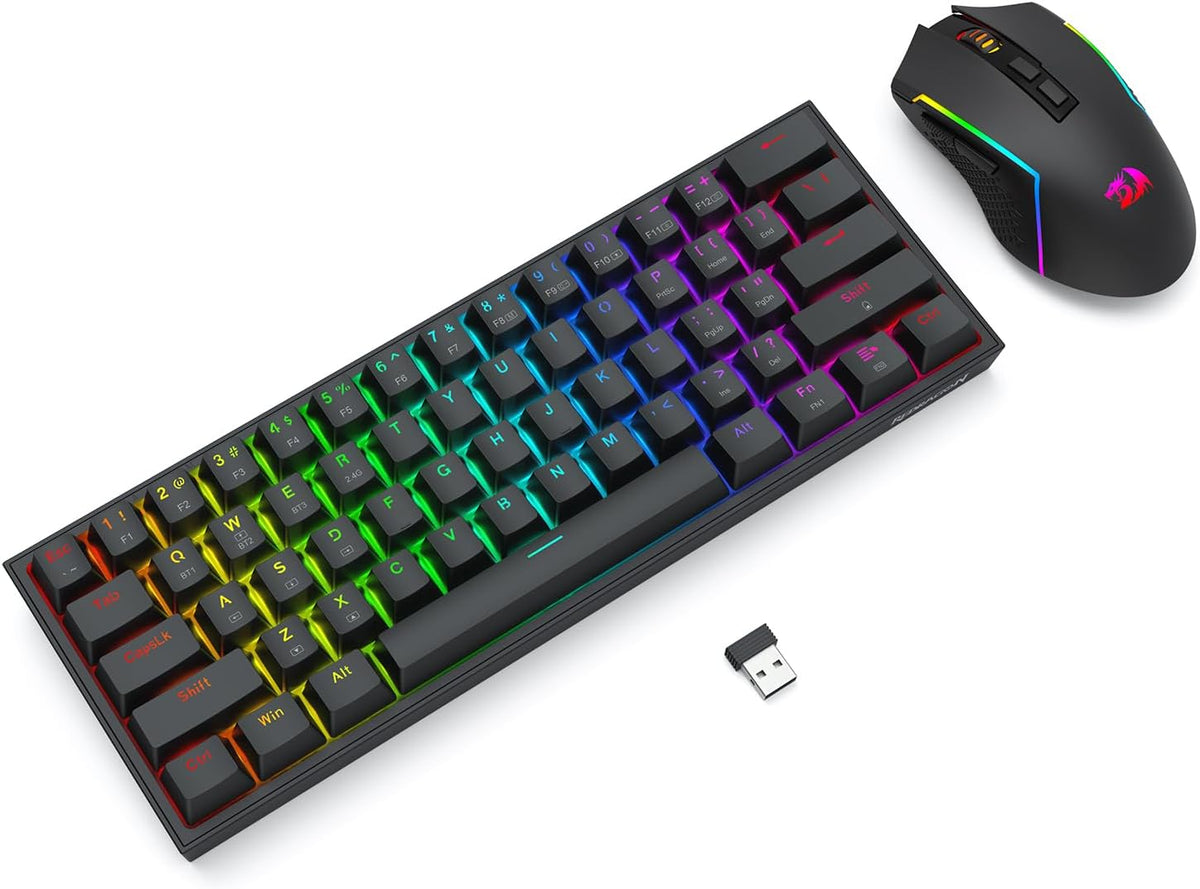 Redragon Teclado inalámbrico para juegos S144 Combo, K617 PRO 60% +...