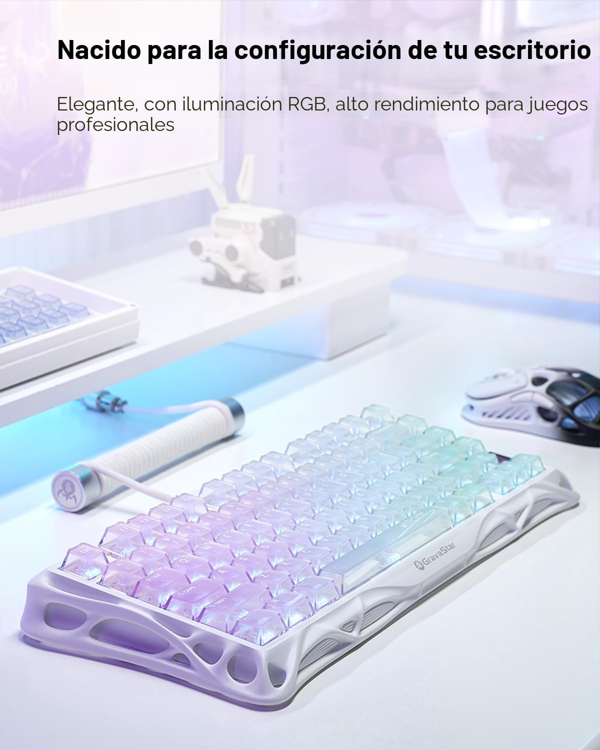 GravaStar Mercury K1 Lite 75% Teclado para Juegos, Teclado Inalámbr...