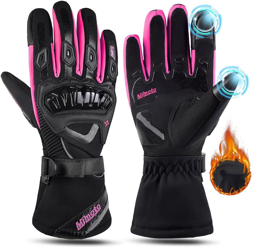 mjmoto Guantes de motocicleta a prueba de viento, impermeables, gua...