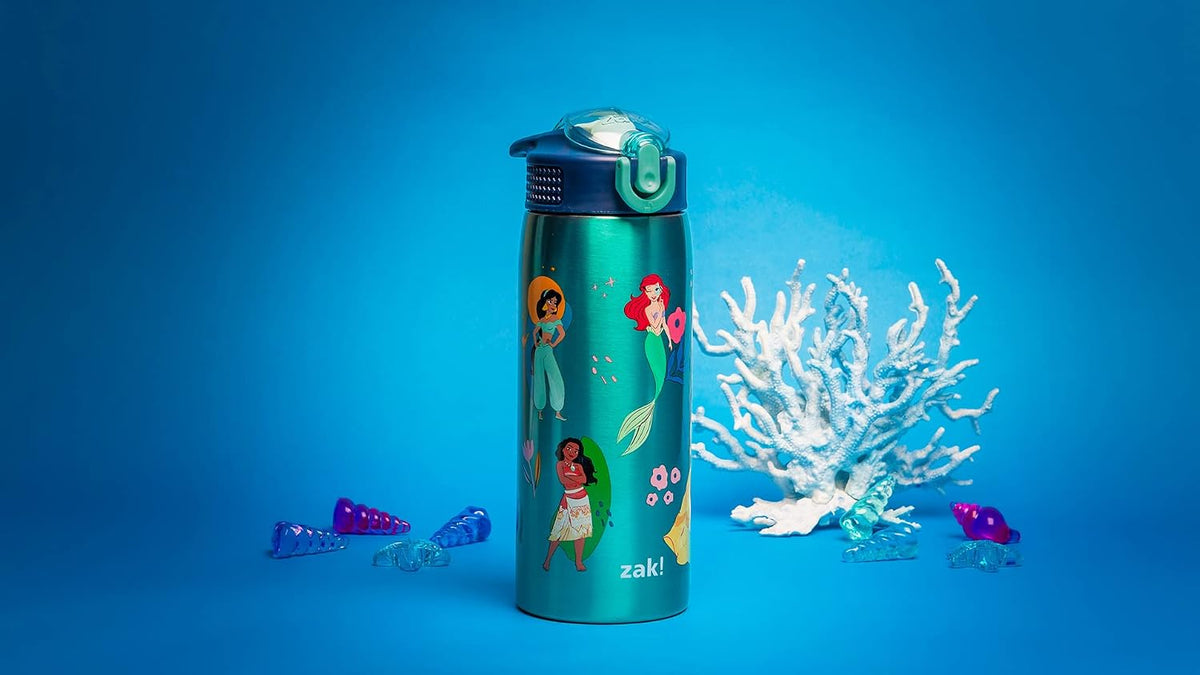 Zak Designs Disney Princess - Botella de agua para viajes y uso en...