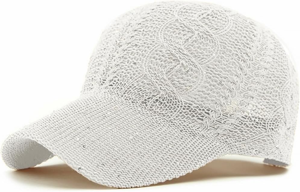 Gorra de béisbol de malla con purpurina para mujer, transpirable, a...
