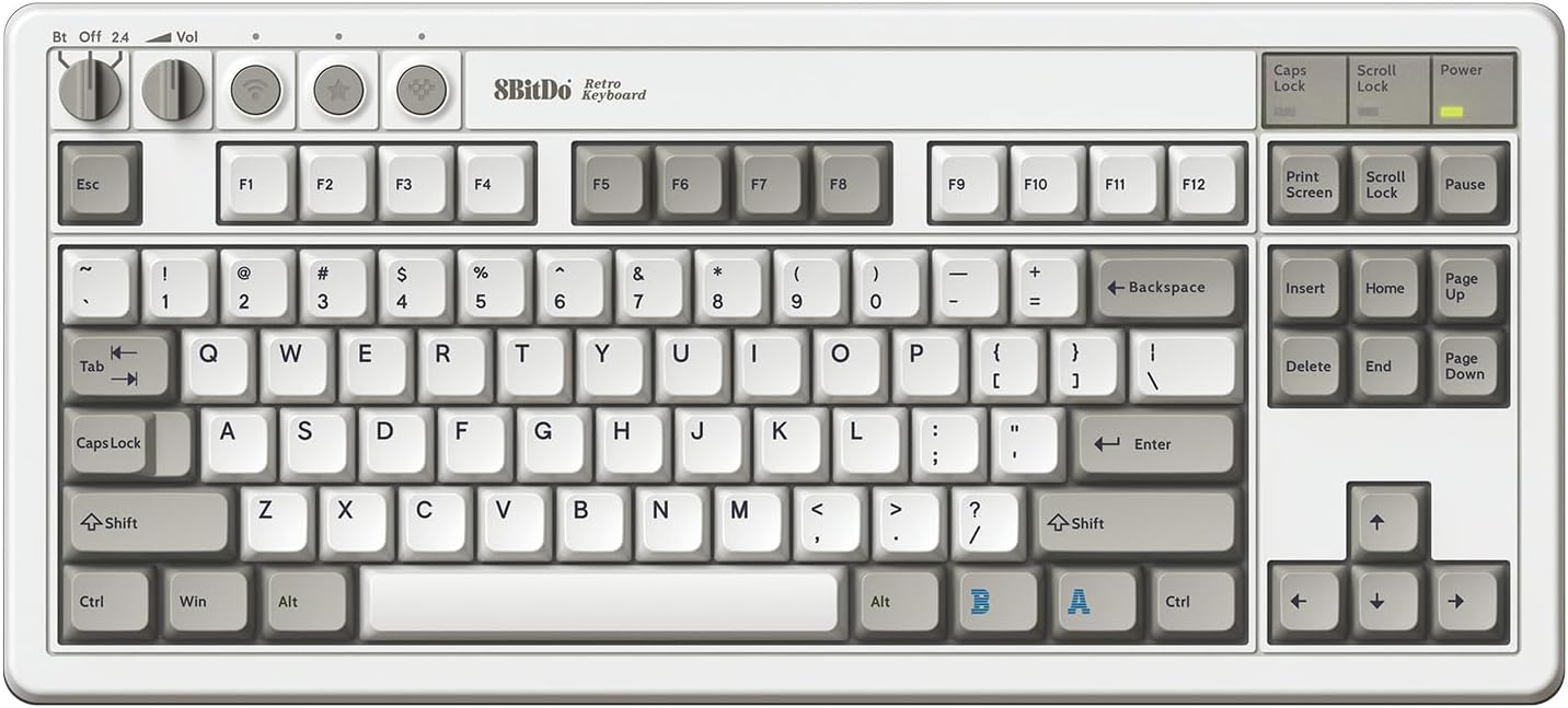 Teclado mecánico retro 8BitDo, teclado para juegos Bluetooth\/2.4G\...