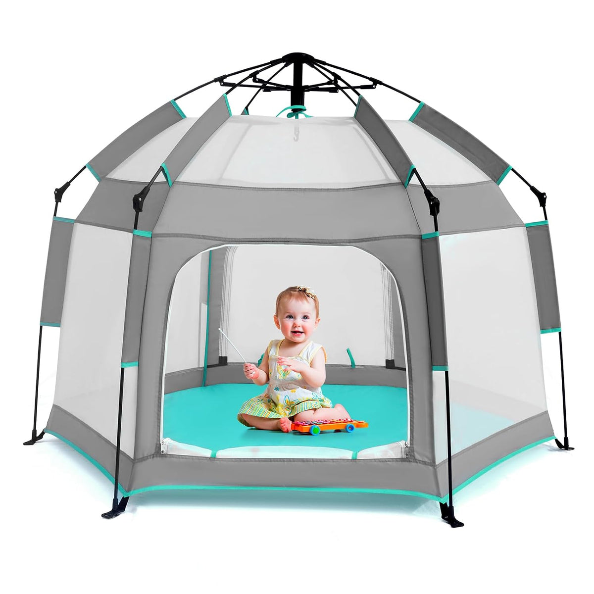 Bend River - Corralito para bebés con toldo, tienda de campaña hexa...