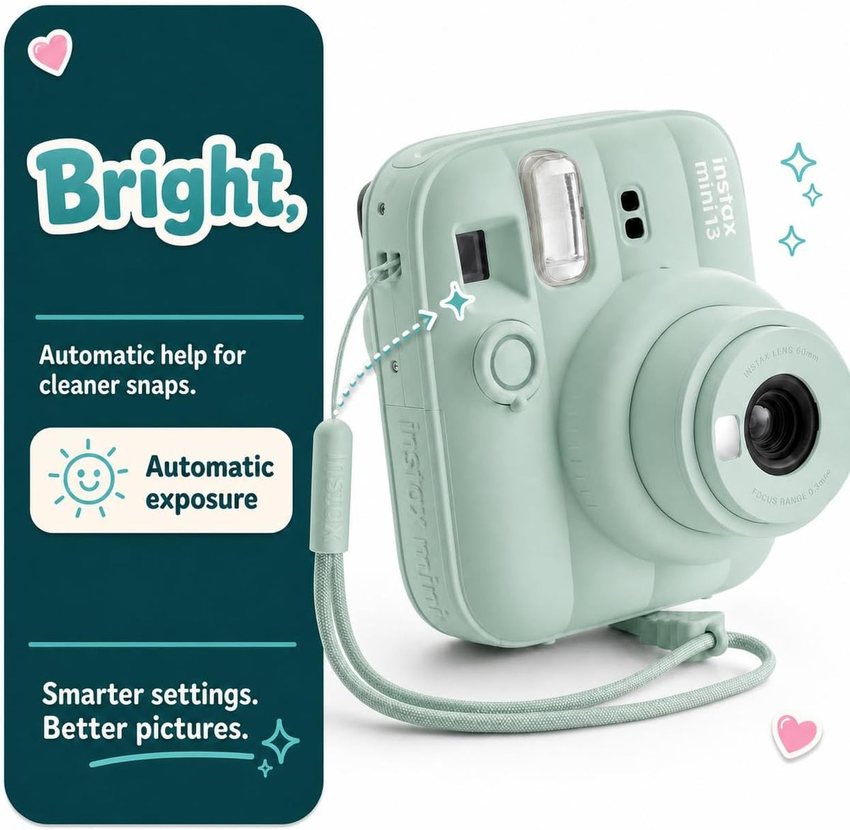 Fujifilm Instax Mini 13 - Cámara instantánea color verde laguna + p...