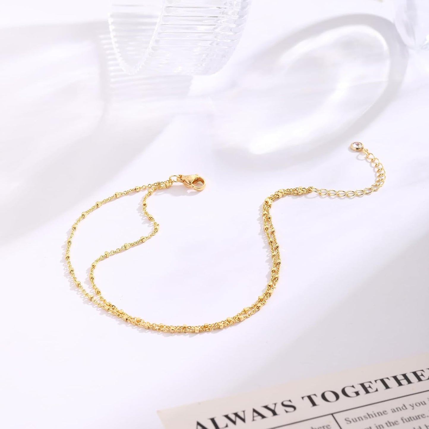 MIDEEO Tobilleras de Oro\/Plata para Mujeres, Tobilleras de Oro 14K...