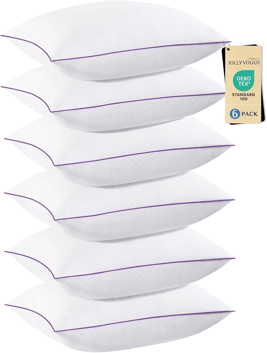 JOLLYVOGUE Juego de 6 almohadas tamaño Queen, lavables, de apoyo, c...