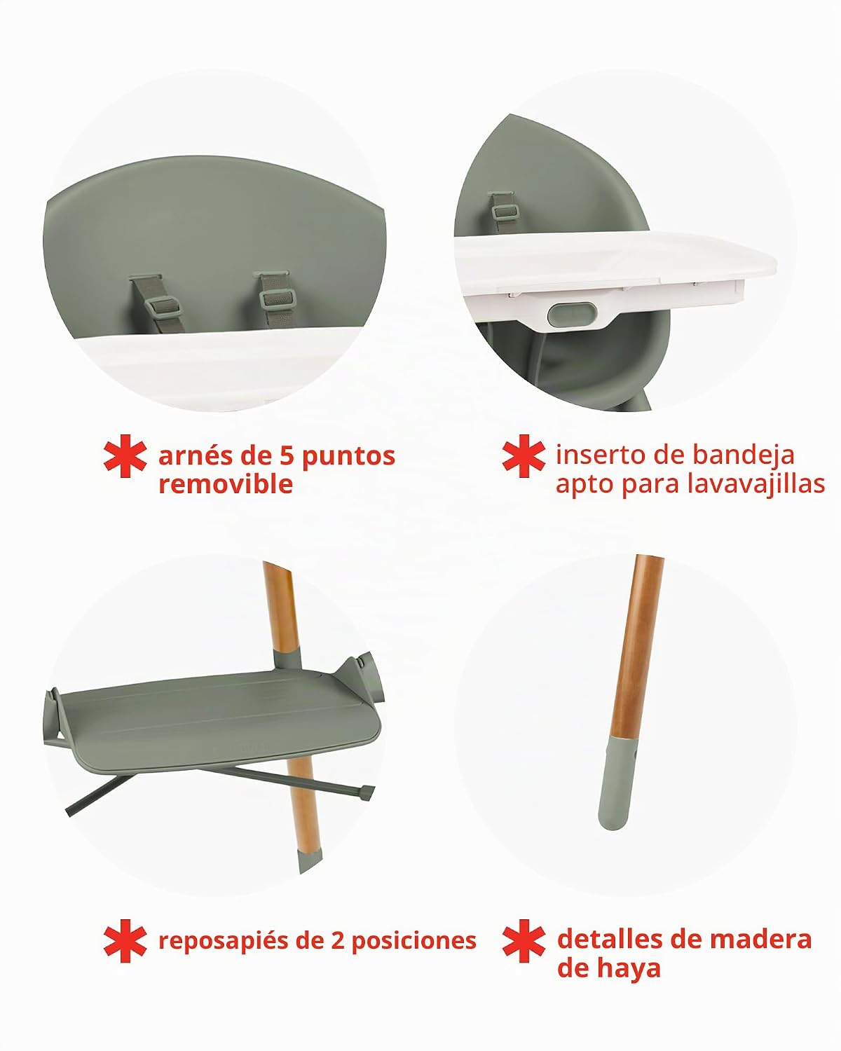 Skip Hop Silla alta convertible 4 en 1 para bebé, EON, Thyme