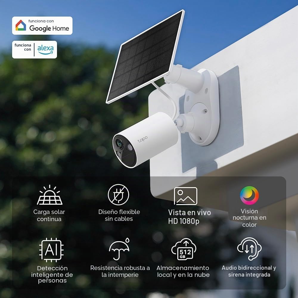 Tapo SolarCam - Cámara de seguridad inalámbrica para exteriores de...
