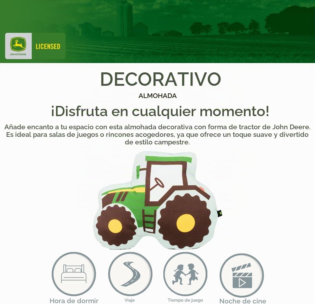 John Deere Trailer Tractor Kids Bedding Almohada Decorativa de Felp...