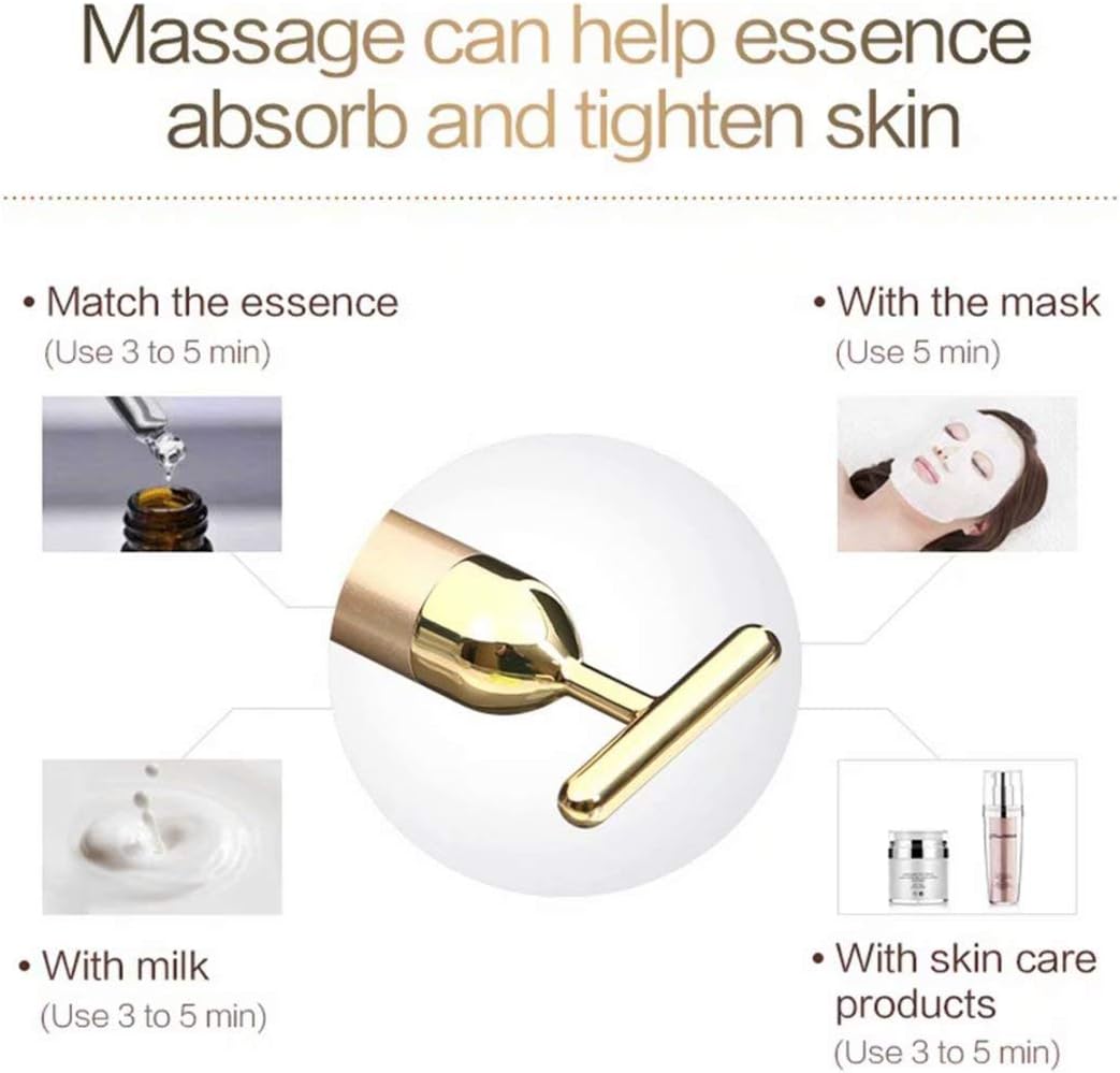 Beauty Bar - Rodillo masajeador facial de oro de 24 quilates, rodil...