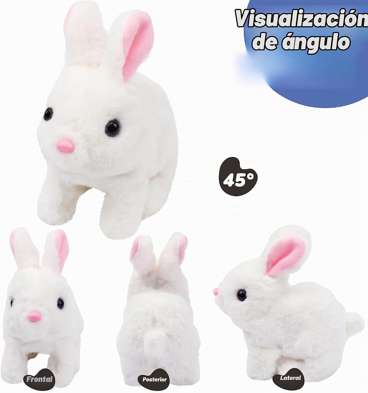 Hopearl - Conejo saltarín con orejas LED interactivo, mascota elect...