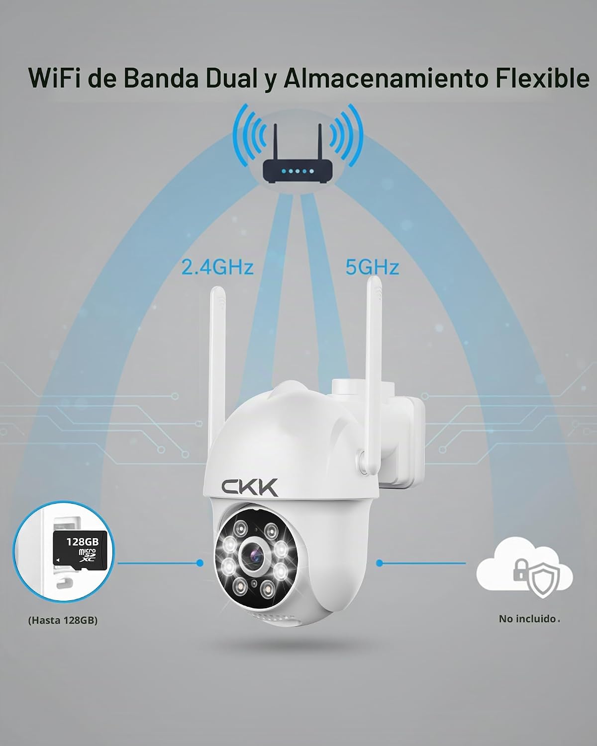 CKK Cámara de seguridad 2K con cable para exteriores, 1 cámara de s...