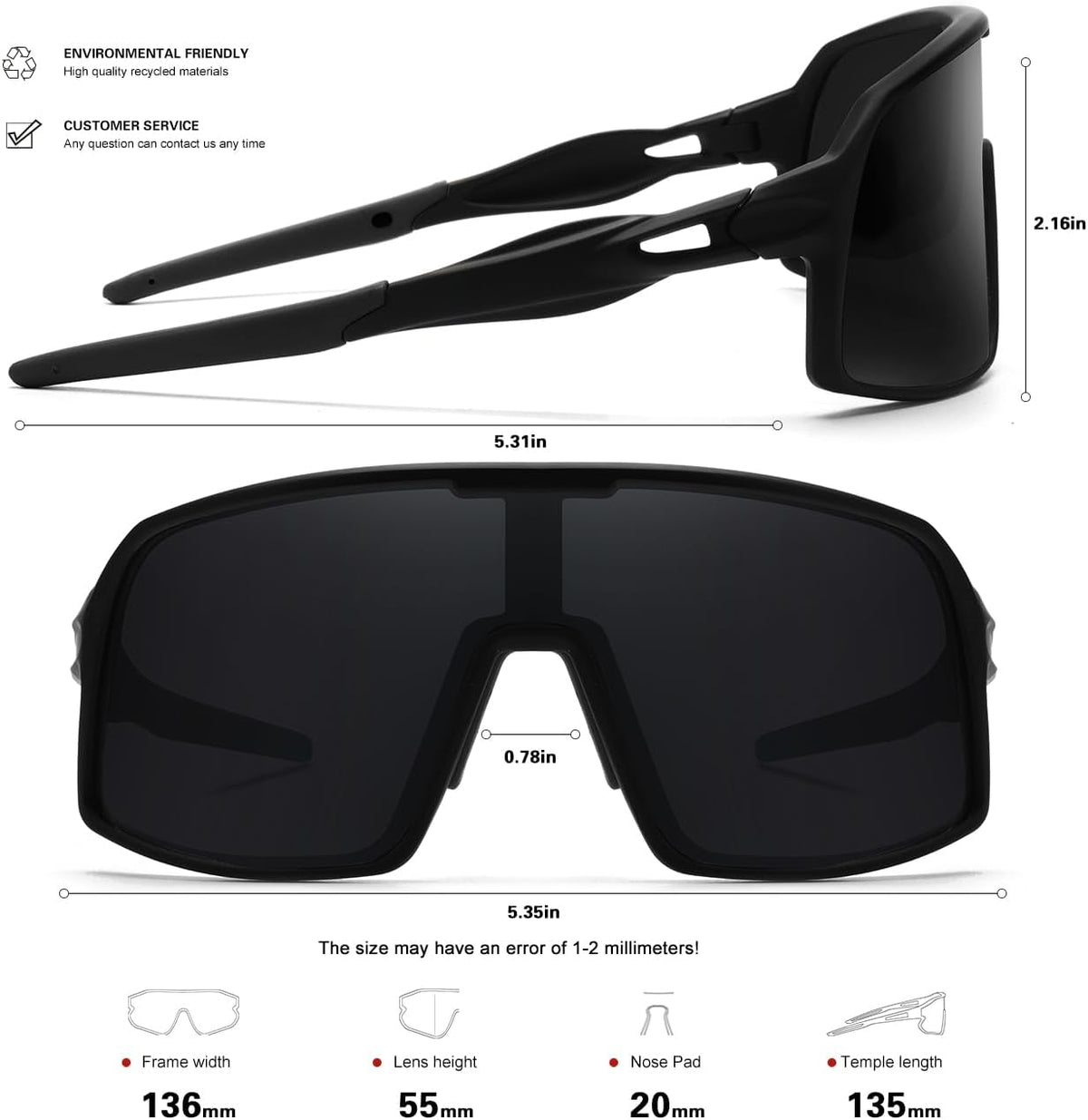 SEKKAF Gafas de sol deportivas polarizadas para hombres y mujeres,...