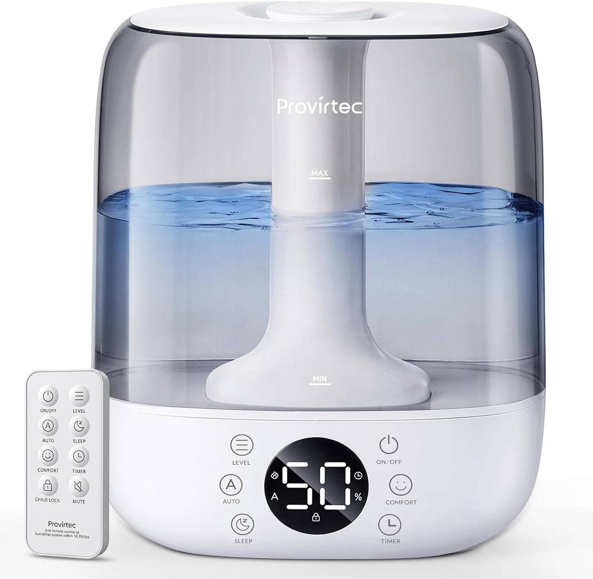 Provirtec Humidificador de niebla fría para dormitorio autolimpiant...