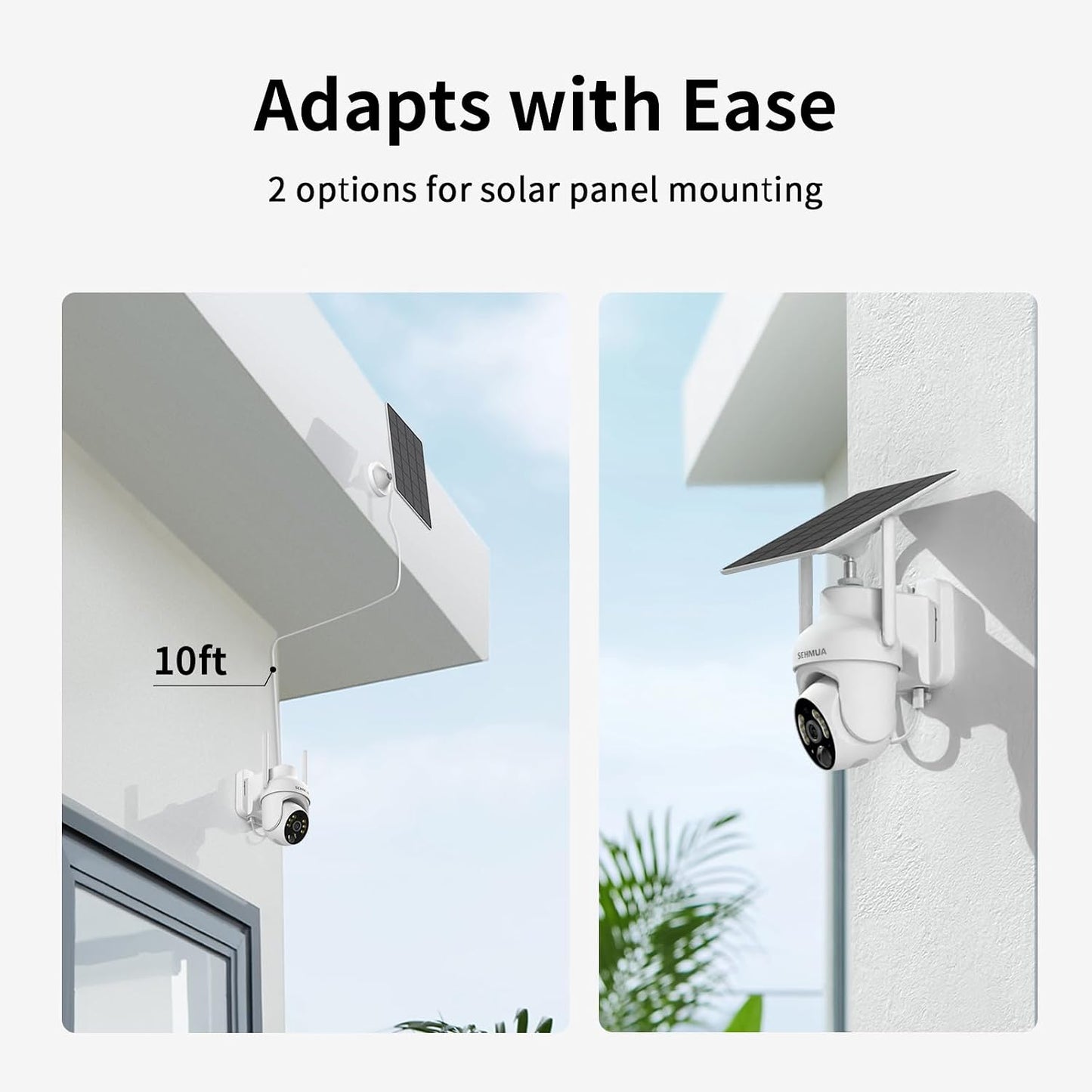 SEHMUA - Cámaras de seguridad solares 2K para exteriores, inalámbri...