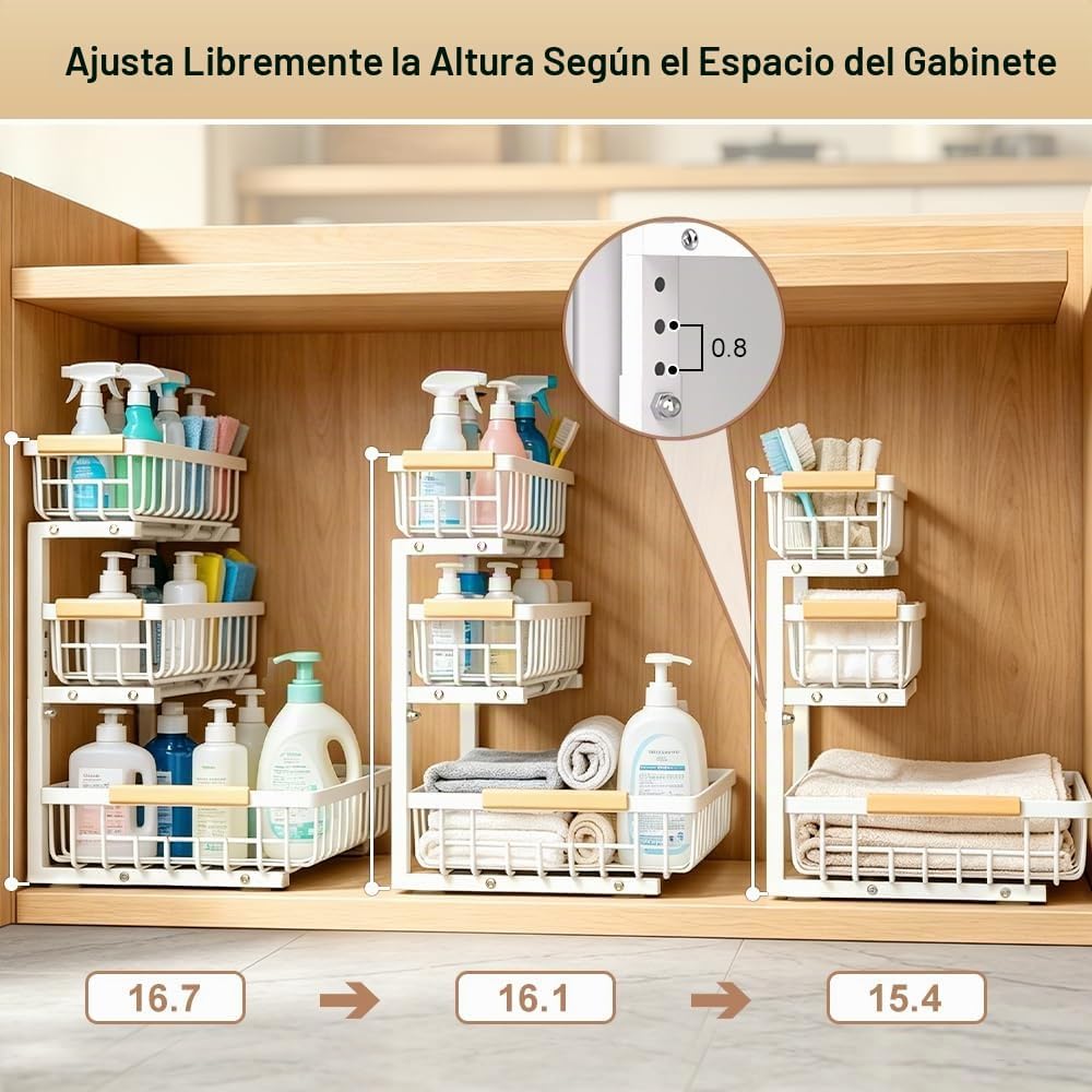 LYSENDUO Organizador para debajo del fregadero, paquete de 2 unidad...