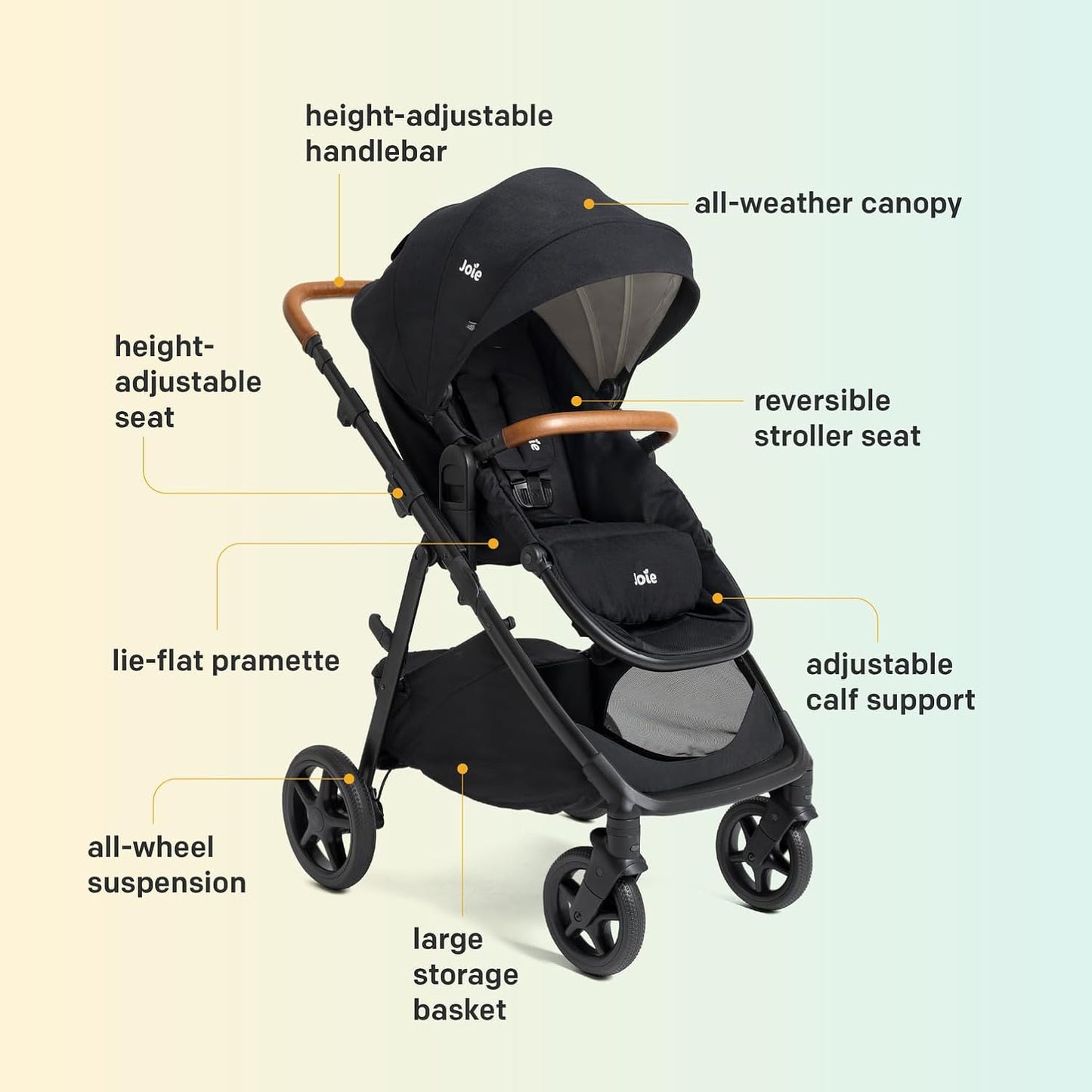 Joie Baby Ginger - Cochecito convertible 4 en 1, ruedas todo terren...