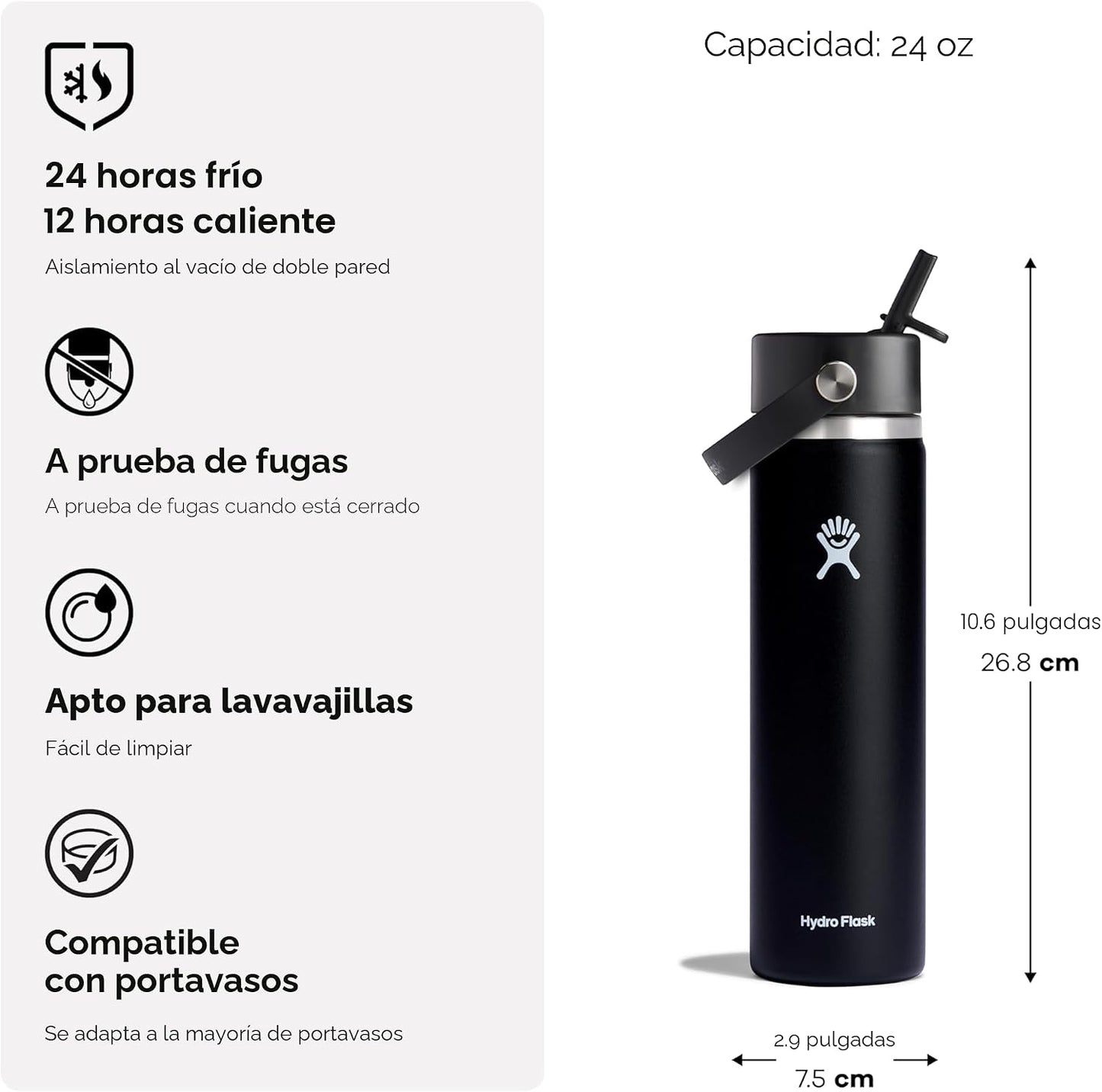 Hydro Flask Botella de agua \u2013 Acero inoxidable aislado \u2013...