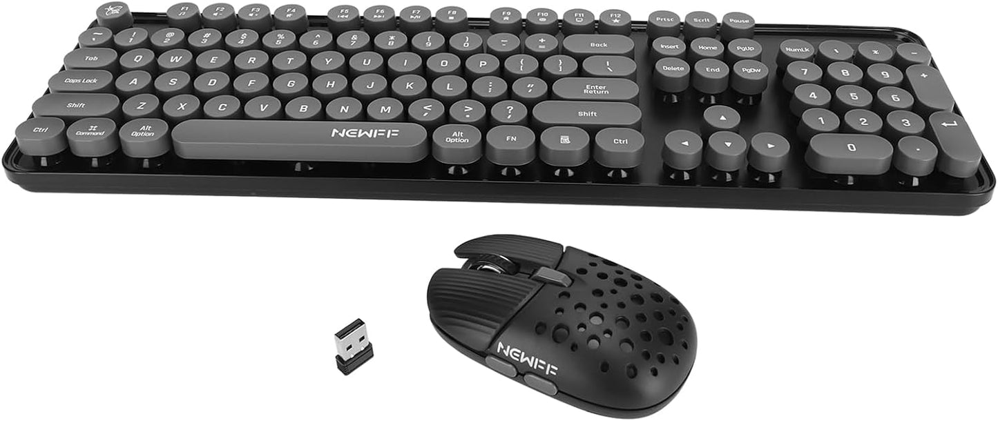 Combo de teclado y mouse inalámbricos, teclas redondas retro de 104...