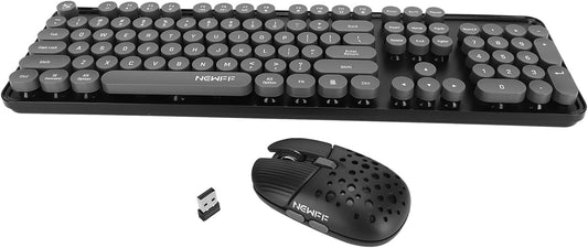 Combo de teclado y mouse inalámbricos, teclas redondas retro de 104...