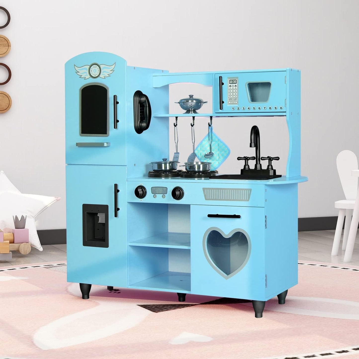 TaoHFE Juego de Cocina de Juguete, Juego de Cocina Azul para Niños...