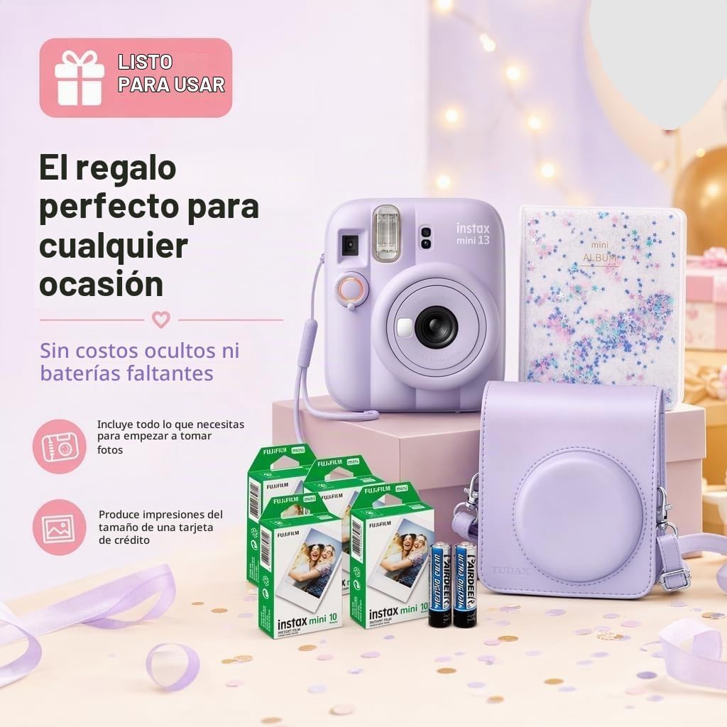 Fujifilm Cámara instantánea Instax Mini 13 Dreamy Purple + Paquete...
