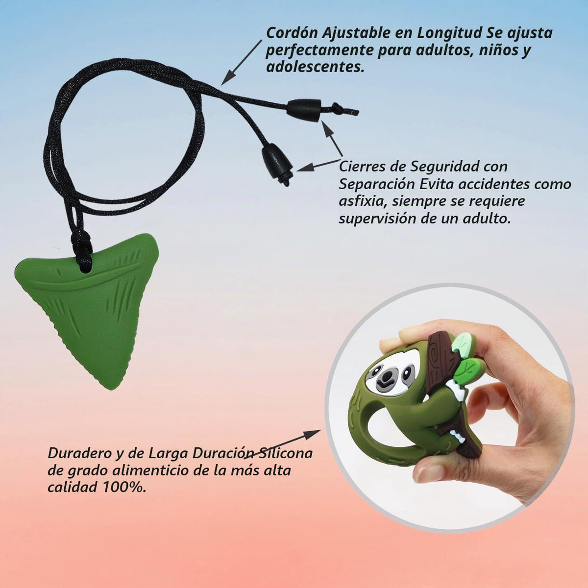 Collar sensorial masticable para niños y niñas, paquete de 6 juguet...