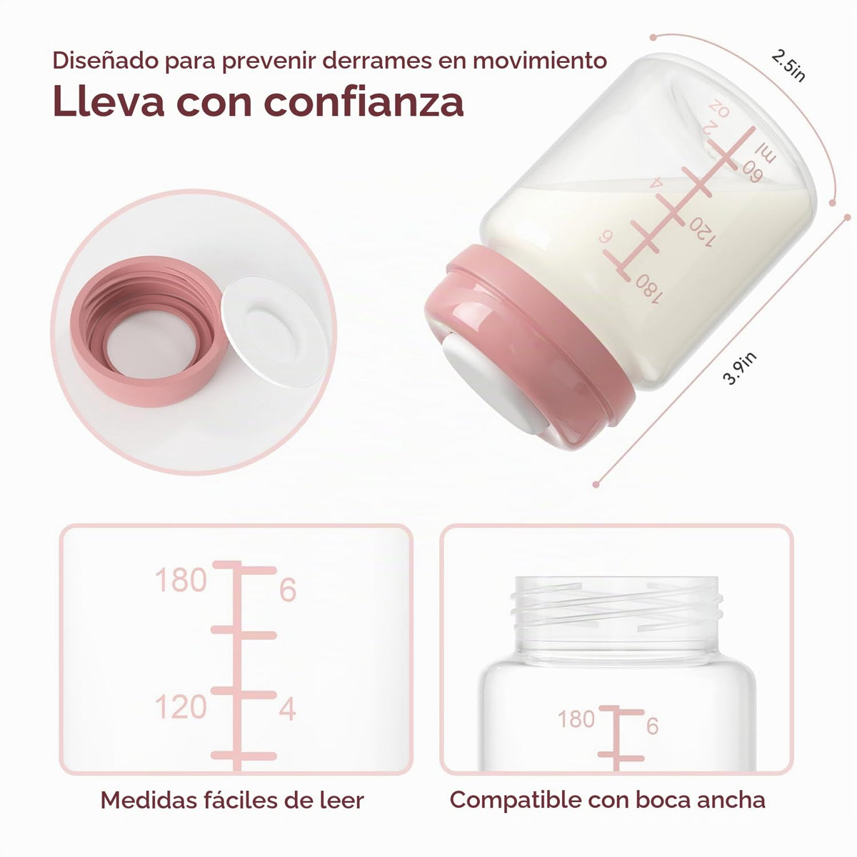 Botella de extractor de leche de 6 oz para brida Spectra, almacenam...