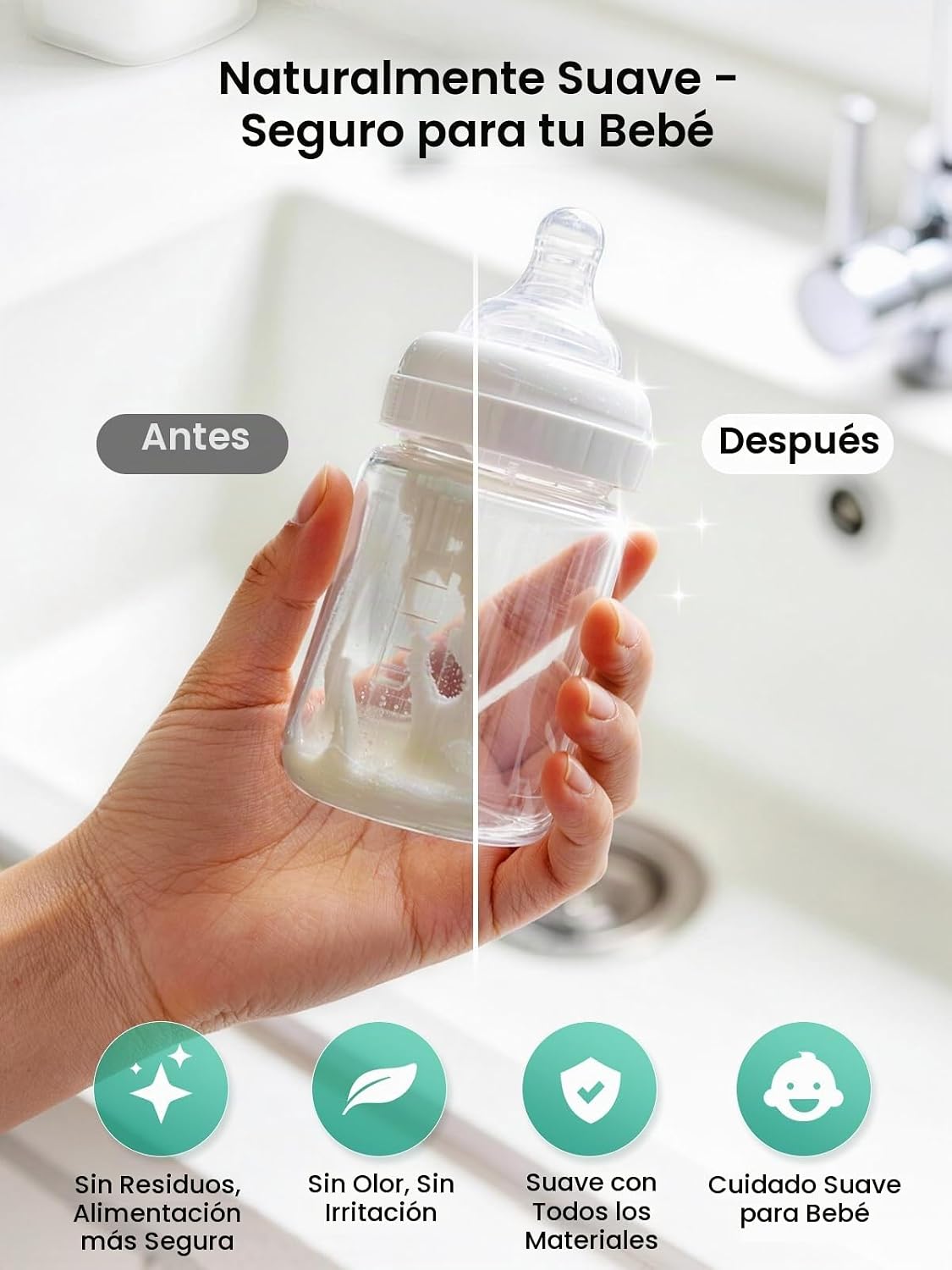 GROWNSY Tabletas detergentes para lavar botellas, fórmula enzimátic...