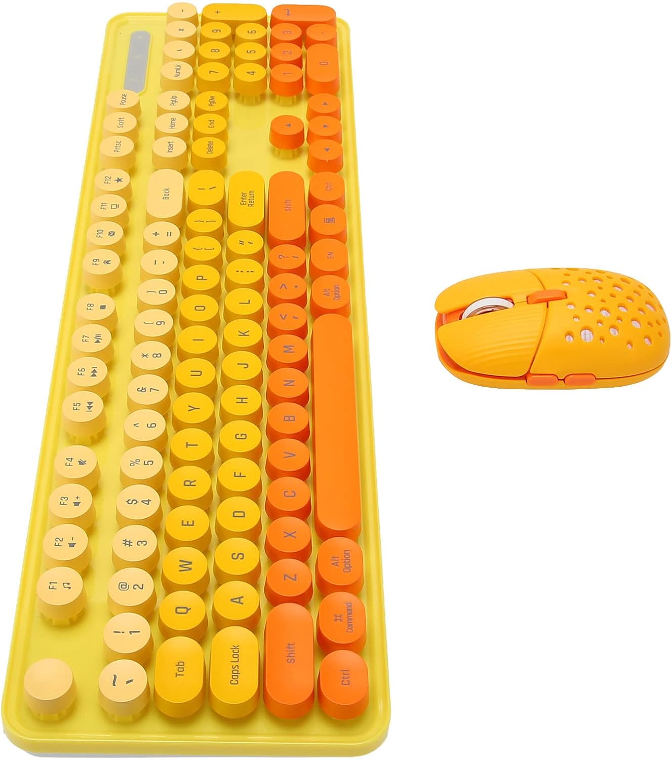 Combo de teclado y mouse inalámbricos, teclado retro de tamaño comp...
