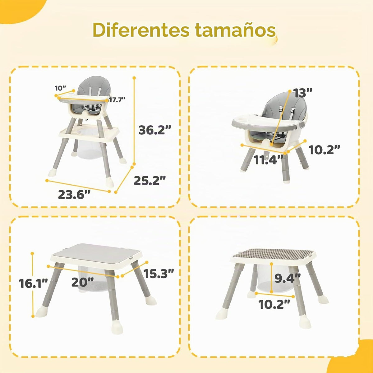 JOYMOR Silla alta convertible 5 en 1 para bebés y niños pequeños, j...