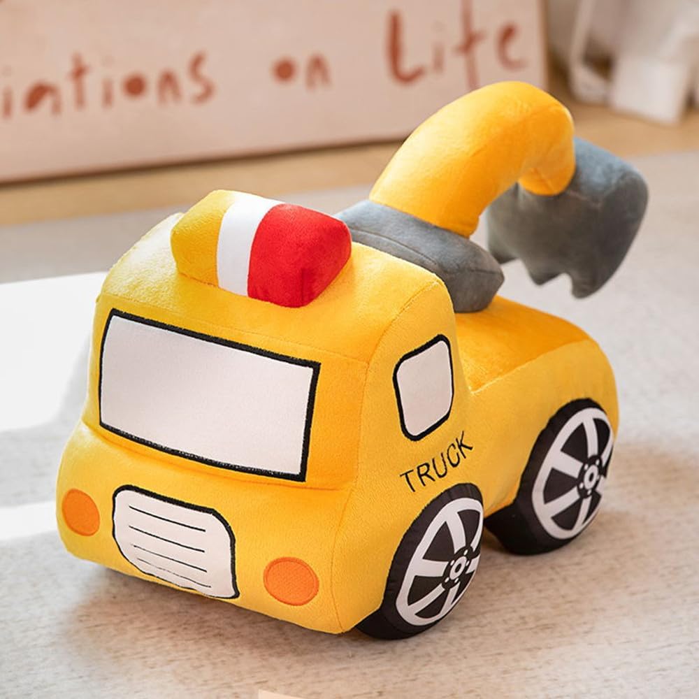 XIYUAN Cojín de peluche rojo de autobús escolar con diseño de caric...