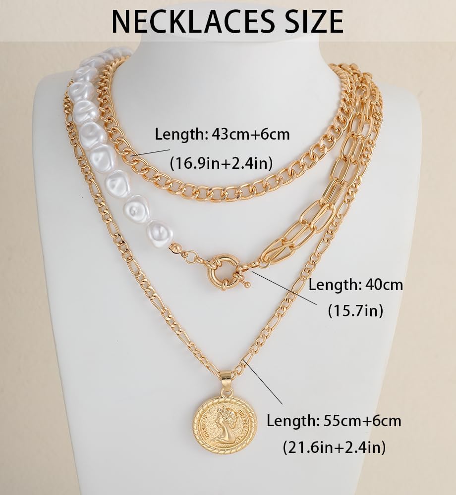 iF YOU Collares vintage con capas de oro para mujer, a la moda, con...