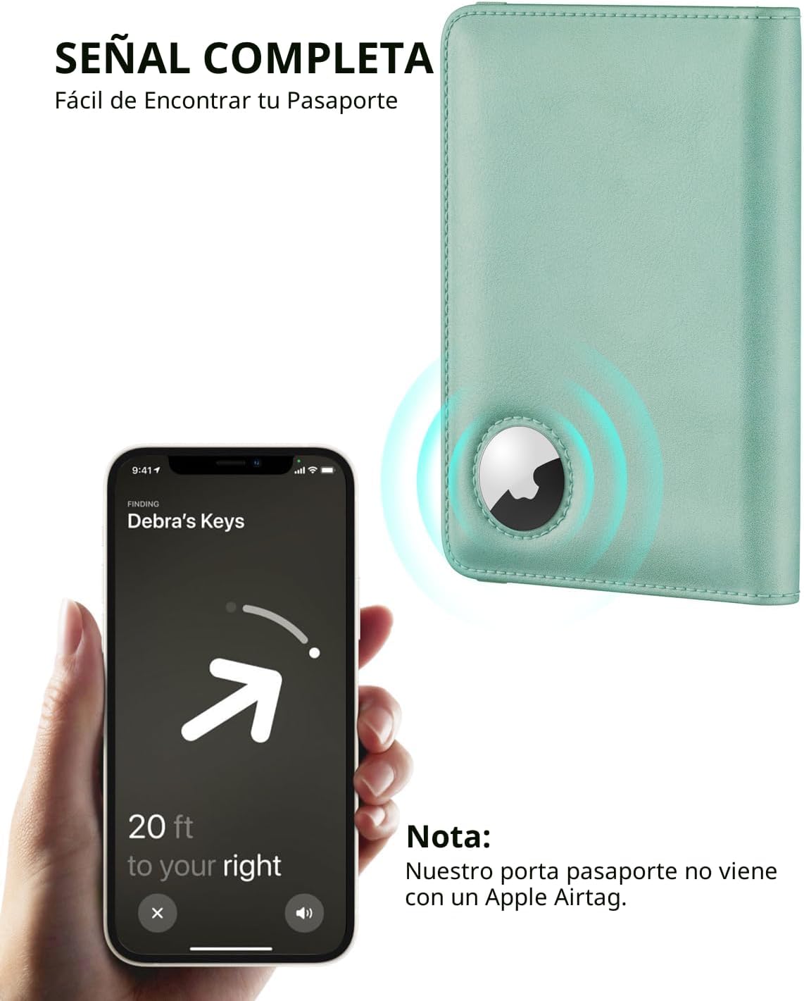 Stouchi Soporte para pasaporte AirTag - Cartera de viaje delgada RF...