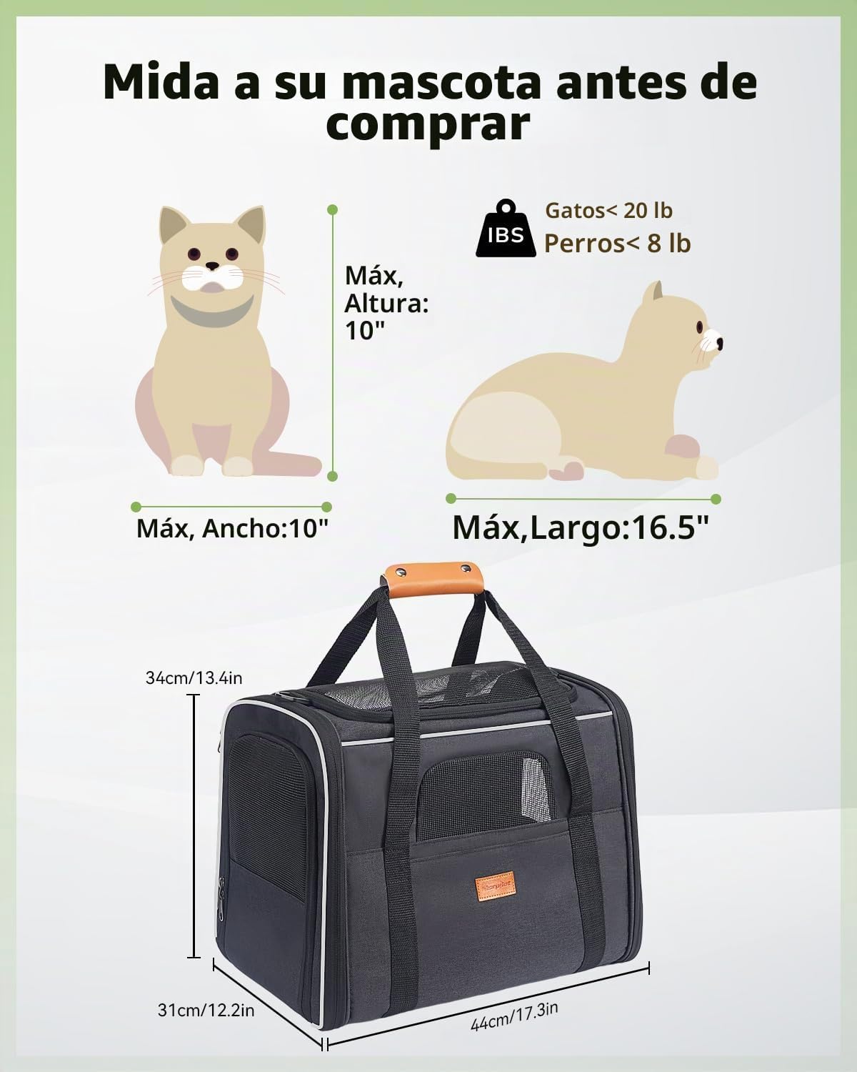 morpilot - Bolsa de transporte para mascotas, portátil, de tela ple...