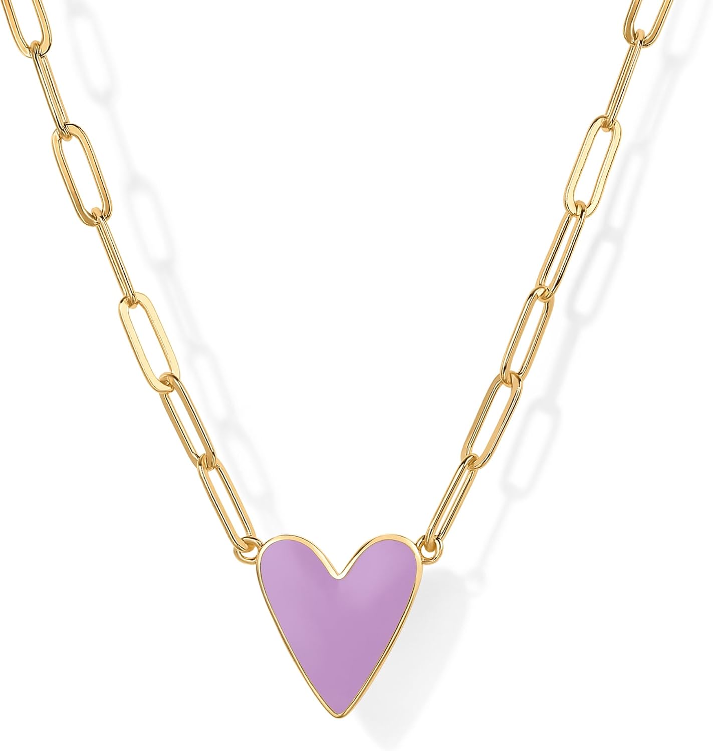 PAVOI - Collar con colgante de corazón esmaltado chapado en oro de...