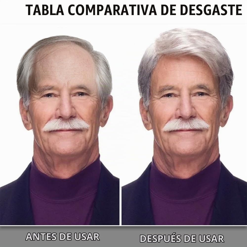 DDHAIR Peluca de anciano gris para hombre, peluca corta gris platea...