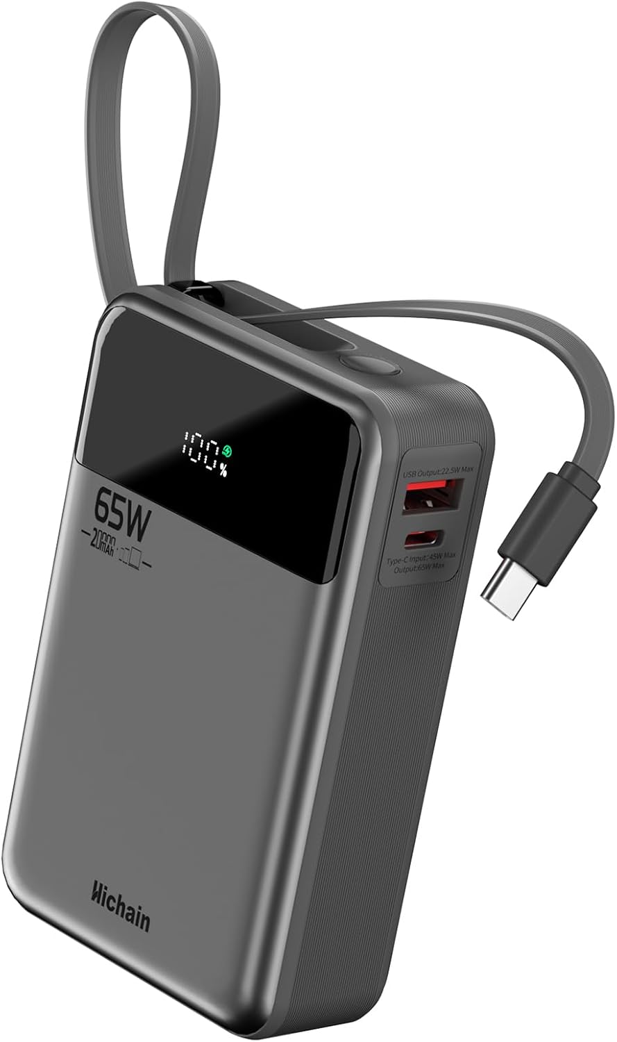 Hichain Banco de energía para portátil de 65 W, 20000 mAh, cargador...