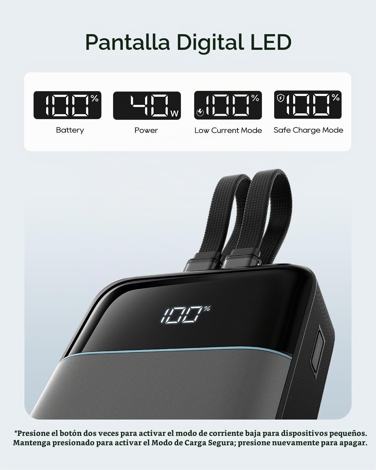 CUKTECH Banco de energía de 20,000 mAh, cables Lightning USB-C y MF...