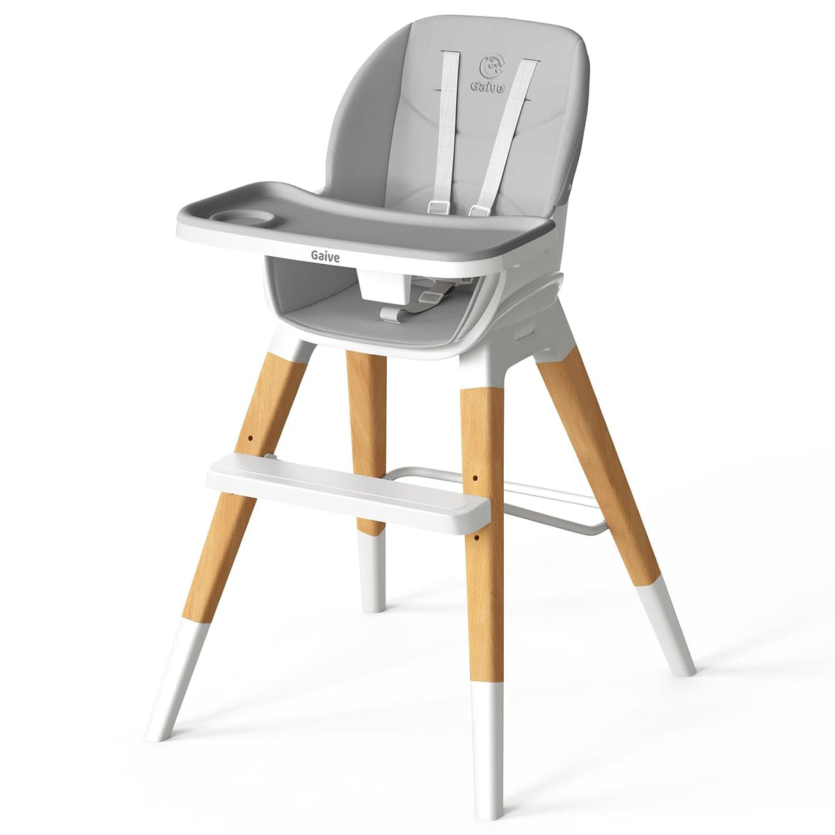 GAIVE Silla alta convertible de madera 8 en 1, silla alta ajustable...