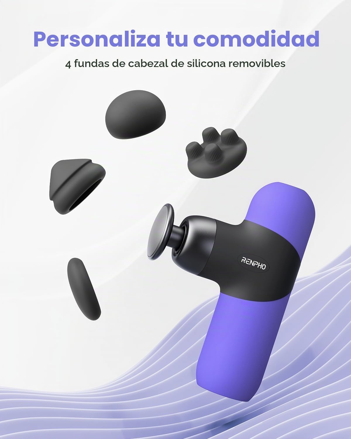 RENPHO Mini pistola de masaje térmico con calor, carcasa de silicon...