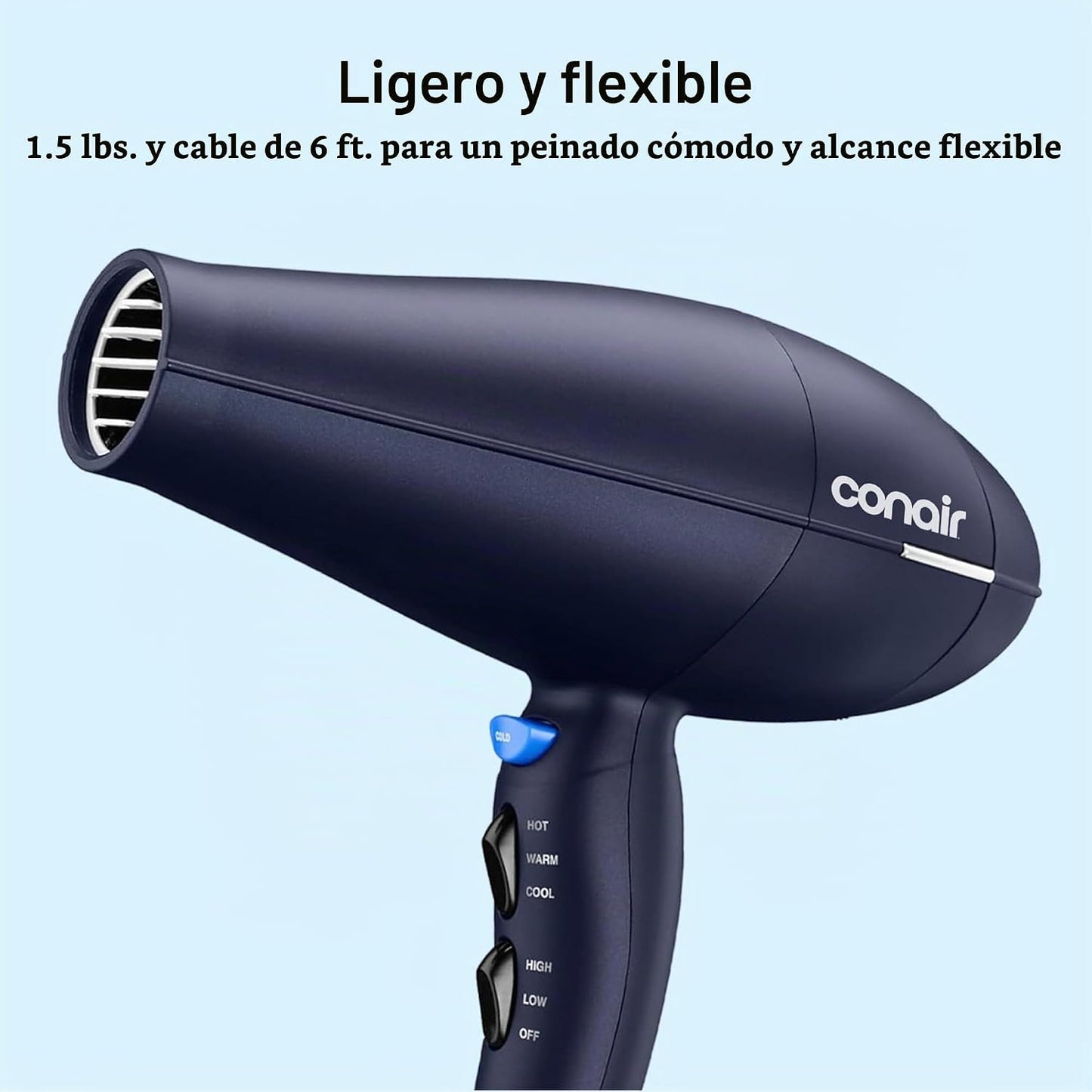 Conair Secador de pelo con accesorio difusor de pelo multicámara, a...