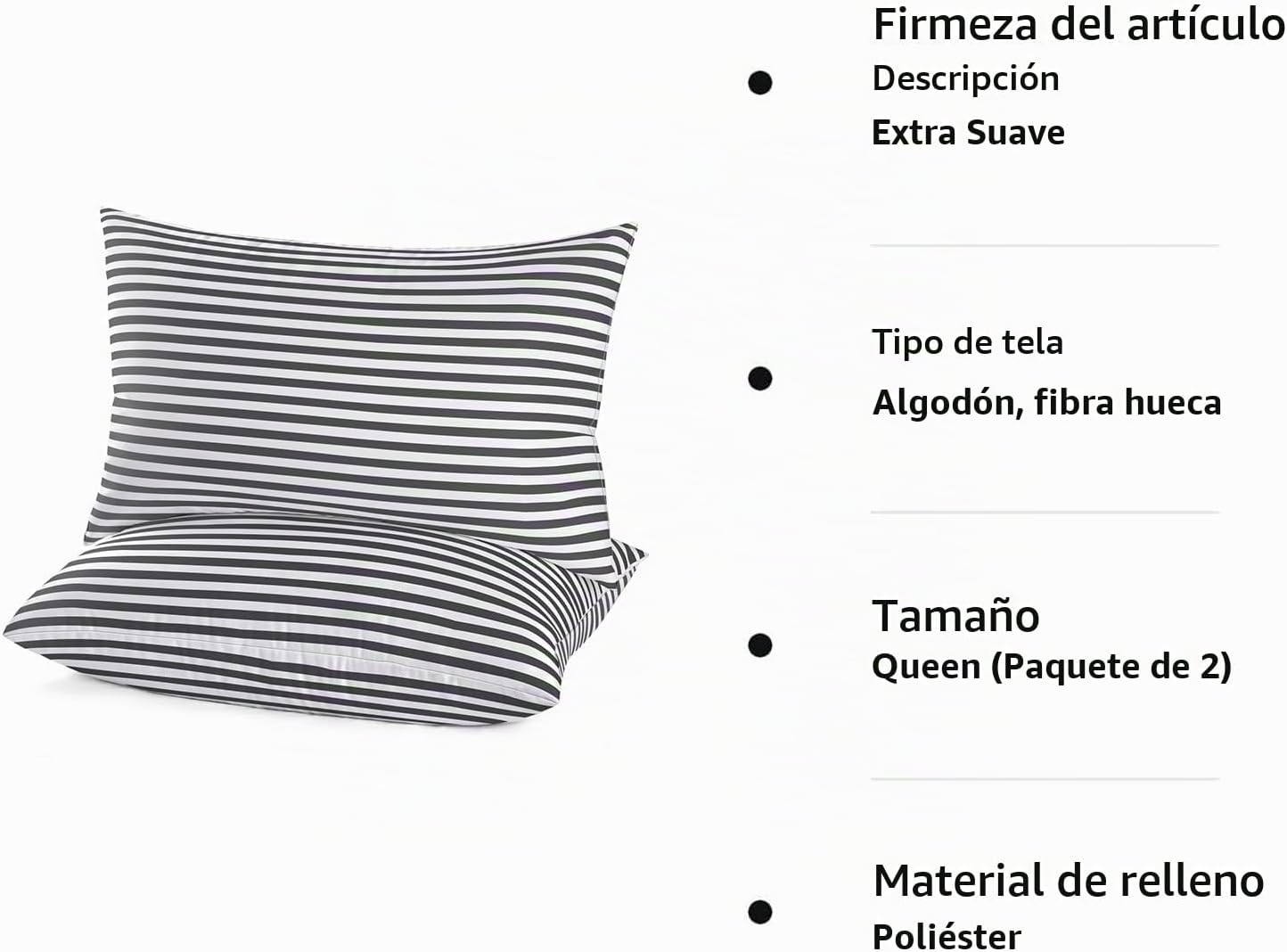 EIUE Paquete de 2 almohadas de cama para dormir, tamaño Queen, almo...