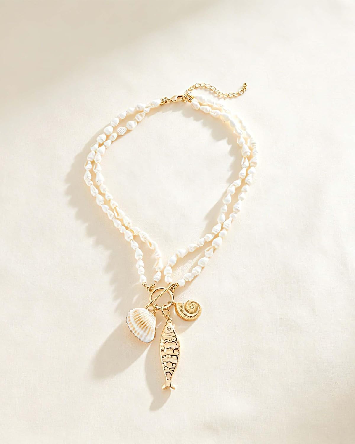 MYCUTEY Collar de pez dorado para mujer, collar de palanca de hilo...